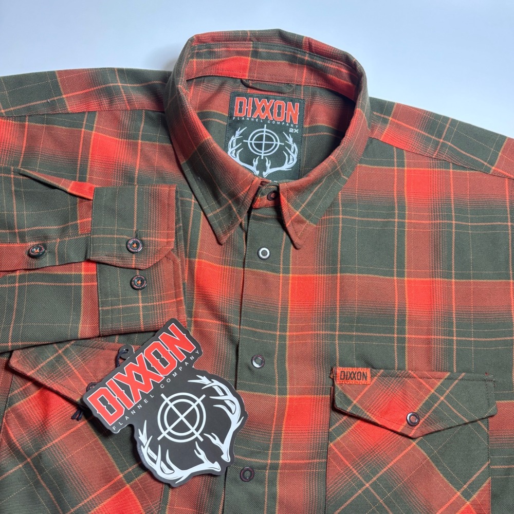 Dixxon Flannel Co Trailblazer Plaid Shirt Mens 2X Green Orange D-Tech New
